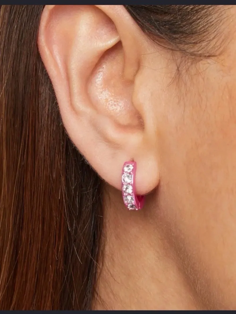 Kurt Geiger Gold Hoop Earrings with Pink Stones NWT